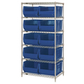 Quantum Storage Systems Wire Shelving Unit with Bins WR6-954BL